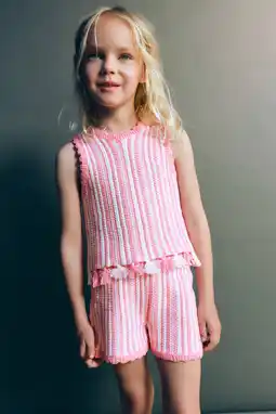Wehkamp Mango Kids gestreepte gebreide top - roze aanbieding