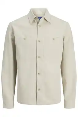 Wehkamp JACK & JONES PREMIUM regular casual overhemd met linnen beige aanbieding