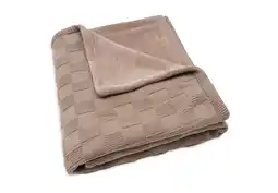 Wehkamp Jollein ledikantdeken Box Knit Milky Coffee/Velvet bruin aanbieding