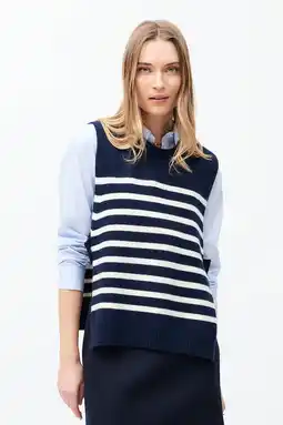 Wehkamp Caroll gestreepte spencer met wol marineblauw aanbieding
