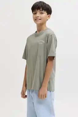Wehkamp JACK & JONES JUNIOR T-shirt met backprint grijsgroen aanbieding