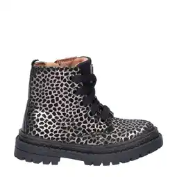 Wehkamp Nelson Kids suède veterboots zwart/zilver aanbieding