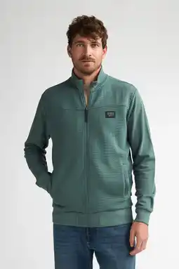 Wehkamp Petrol Industries sweatvest met textuur groen aanbieding