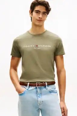 Wehkamp Tommy Hilfiger slim T-shirt donkergroen aanbieding