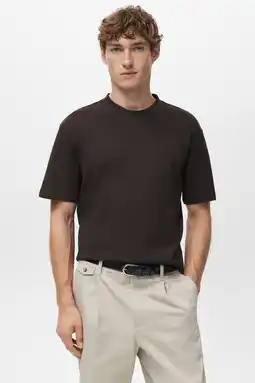 Wehkamp Mango Man regular T-shirt donkerbruin aanbieding