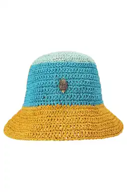 Wehkamp Kurt Geiger raffia bucket hat blauw/geel aanbieding