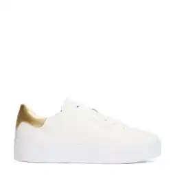 Wehkamp Tommy Hilfiger leren sneakers wit/goud aanbieding
