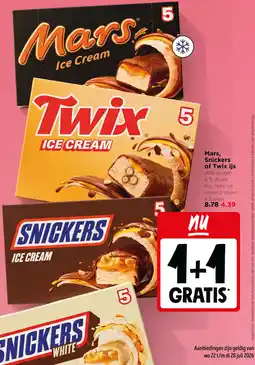 Jumbo Mars, snickers of twix ijs aanbieding