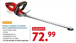 Kluswijs EINHELL POWER X-CHANGE ACCU HEGGENSCHAAR SOLO aanbieding