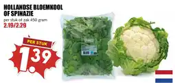 De Boerenschuur Hollandse bloemkool of spinazie aanbieding