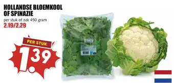 Hollandse bloemkool of spinazie