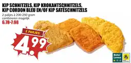 De Boerenschuur kip schnitzels, kip krokantschnitzels, kip cordon bleu en/of kip satéschnitzels aanbieding
