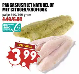 De Boerenschuur Pangasiusfilet naturel of met citroen/knoflook aanbieding
