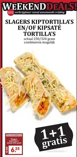 De Boerenschuur Slagers kiptortilla's en/of kipsaté tortilla's aanbieding