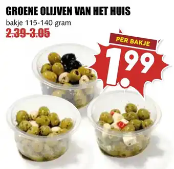 Groene olijven van het huis
