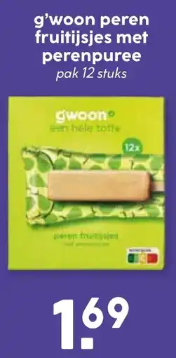 De Boerenschuur g'woon peren fruitijsjes met perenpuree aanbieding