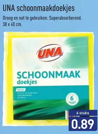 ALDI UNA schoonmaakdoekjes 38x40 cm 6 stuks aanbieding