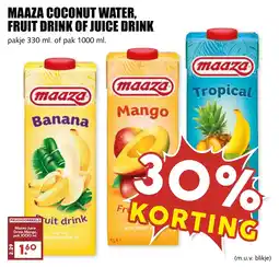 De Boerenschuur maaza coconut water, fruit drink of juice drink aanbieding