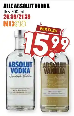De Boerenschuur alle absolut vodka aanbieding