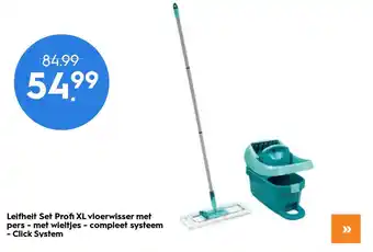 Blokker Leifheit Set Profi XL vloerwisser met pers - met wieltjes - compleet systeem - Click System aanbieding