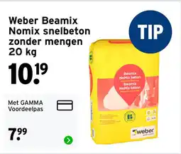 GAMMA Weber Beamix Nomix snelbeton aanbieding