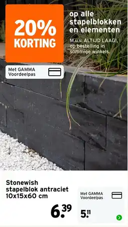 GAMMA Stonewish stapelblok antraciet aanbieding