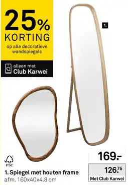 Karwei Club Karwei spiegel met houten frame aanbieding