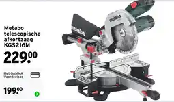 GAMMA Metabo telescopische afkortzaag KGS216M aanbieding