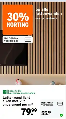 GAMMA Lattenwand licht eiken met vilt ondergrond aanbieding