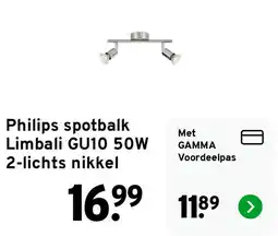 GAMMA Philips spotbalk Limbali GU10 50W aanbieding