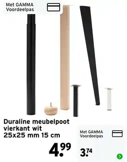 GAMMA Duraline meubelpoot vierkant wit aanbieding