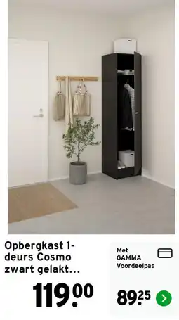 GAMMA Cosmo opbergkast 1-deurs zwart gelakt aanbieding