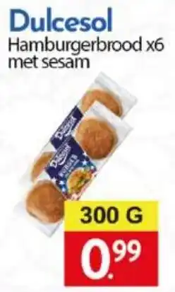 Tanger Markt Dulcesol hamburgerbrood x6 met sesam aanbieding