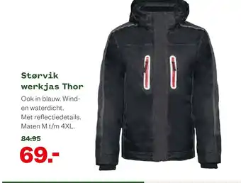 Welkoop Størvik werkjas Thor Ook in blauw. Wind- en waterdicht. Met reflectiedetails. aanbieding