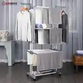 Bol.com Bobbel Home Droogrek met Wielen – 6 Vleugels – Opvouwbaar – Binnen & Buiten – Grijs aanbieding