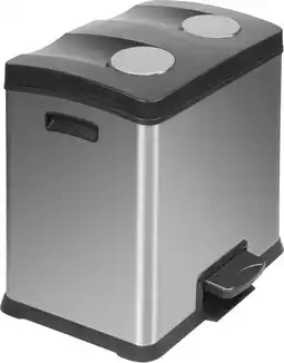 Bol.com EKO - Rejoice recycling pedaalemmer 12+12 liter - Stainless steel Plastic - mat RVS - Prullenbak aanbieding