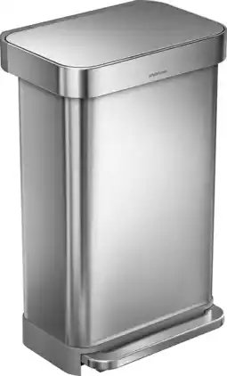 Bol.com Simplehuman Rechthoekige Pedaalemmer - 45L - Met Zakkenhouder - Zilver RVS aanbieding