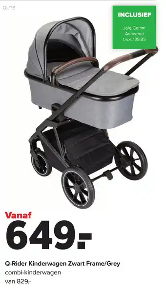 Baby-Dump Q-Rider Kinderwagen Zwart Frame/Grey aanbieding