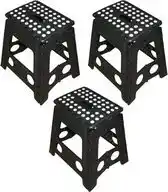 Bol.com Benson Opvouwbaar krukje - Set van 3x stuks - zwart - 39 cm - kunststof - tot 120 kg - stoel/kruk aanbieding