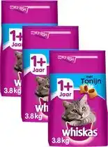 Bol.com Whiskas Kattenbrokken - Adult 1+ - Tonijn - zak 3x3.8 kg aanbieding
