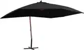 Bol.com vidaXL - Zweefparasol - met - houten - paal - 400x300 - cm - zwart aanbieding