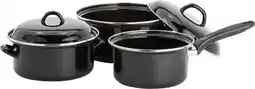 Bol.com Lite-Body Pannenset - 3-delig - Kookpan 18cm & 20cm + steelpan 16cm - Emaille - Zwart aanbieding
