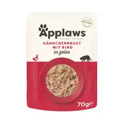 Zooplus 16x70g Kip met Rund in Gelei Applaws Kattenvoer Maaltijdzakjes aanbieding