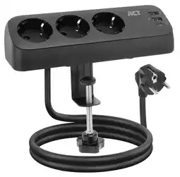 Coolblue ACT AC2480 Bureau Stekkerdoos 3-voudig 1,5 meter 3x Usb 30W Zwart aanbieding