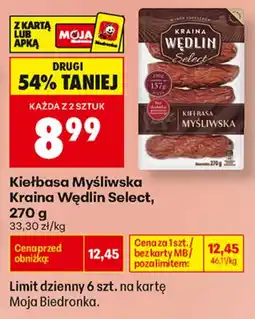 Biedronka Kraina Wędlin Select Kiełbasa Myśliwska aanbieding