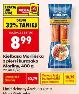 Biedronka Morlinsky kiełbasa z piersi kurczaka aanbieding