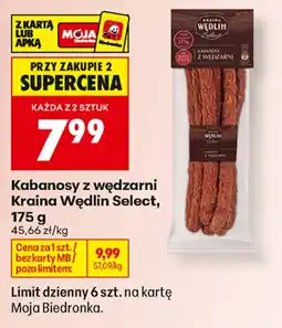 Biedronka Kraina Wędlin Select Kabanosy z wędzarni aanbieding