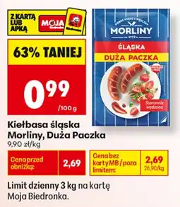 Biedronka Morlina kiełbasa śląska duża paczka aanbieding