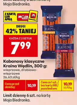 Biedronka Kraina Wędlin Kabanosy klasyczne aanbieding
