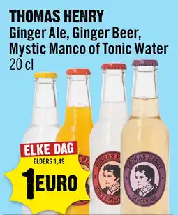 Dirck 3 Thomas Henry Ginger Ale, Ginger Beer, Mystic Manco of Tonic Water aanbieding